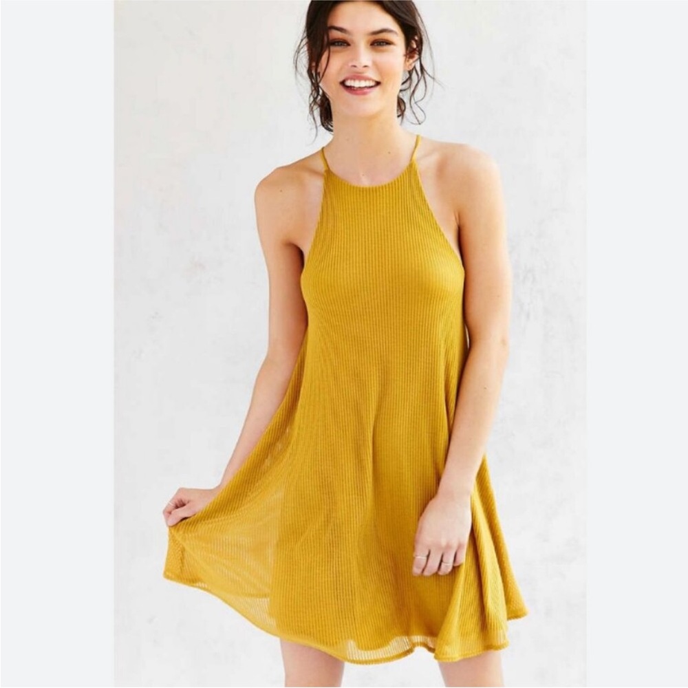 Silence + Noise UO ribbed swing Halter Dress